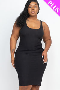 Plus Size Back Slit Bodycon Dress